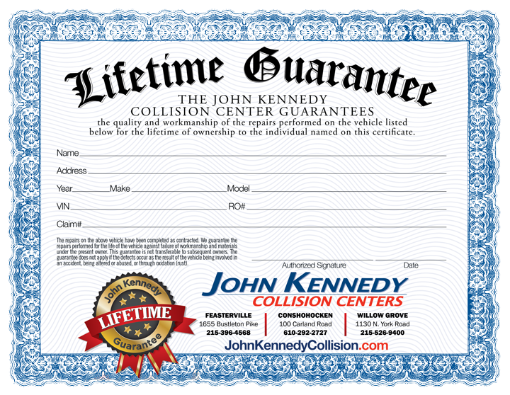 The John Kennedy Collision Center Guarantee